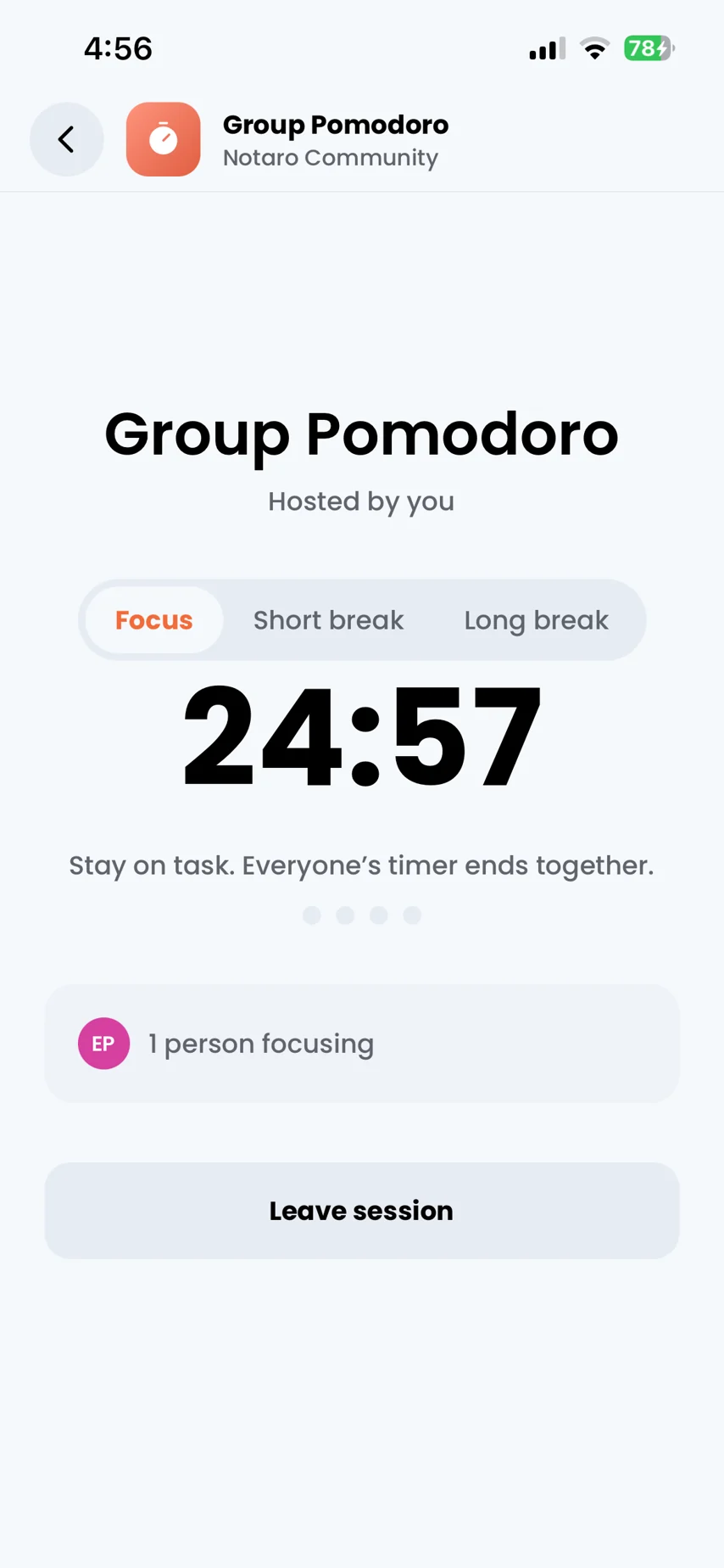 Group Pomodoro focus session